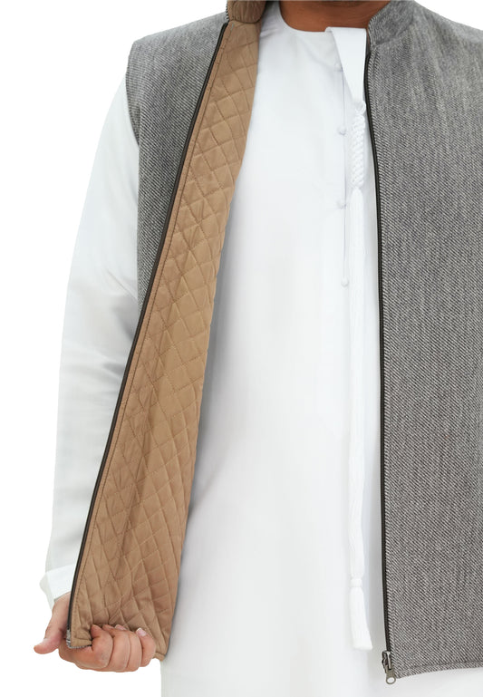 Emirati Reversible Sidiri | Gray and Beige puffer