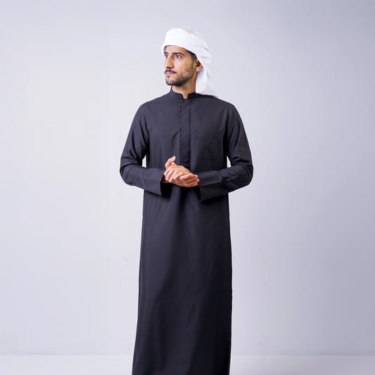 Adhwa Alsamha Casual Colored Winter Thobe | Silver Edition