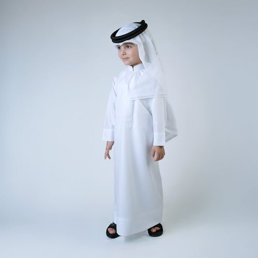 Adhwa Alsamha Classic Kuwaiti Kids Kandura | Gold Edition