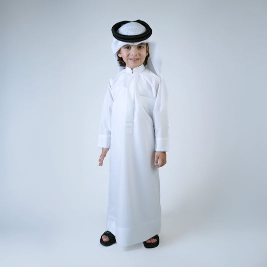 Adhwa Alsamha Classic Kuwaiti Kids Kandura | Bronze Edition